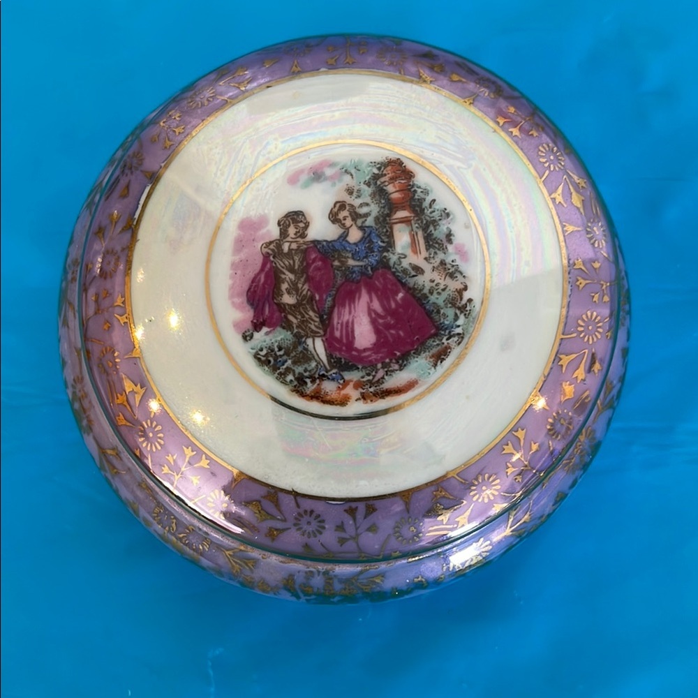 Vintage Decorative Purple and Gold Trinket Box